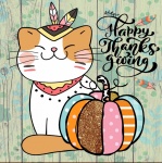 Thanksgiving Cat Greeting Card