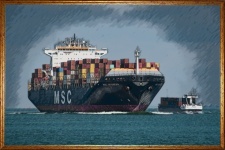 Cargo Ship, Ship, Painting