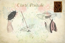 Women Vintage Floral Postcard