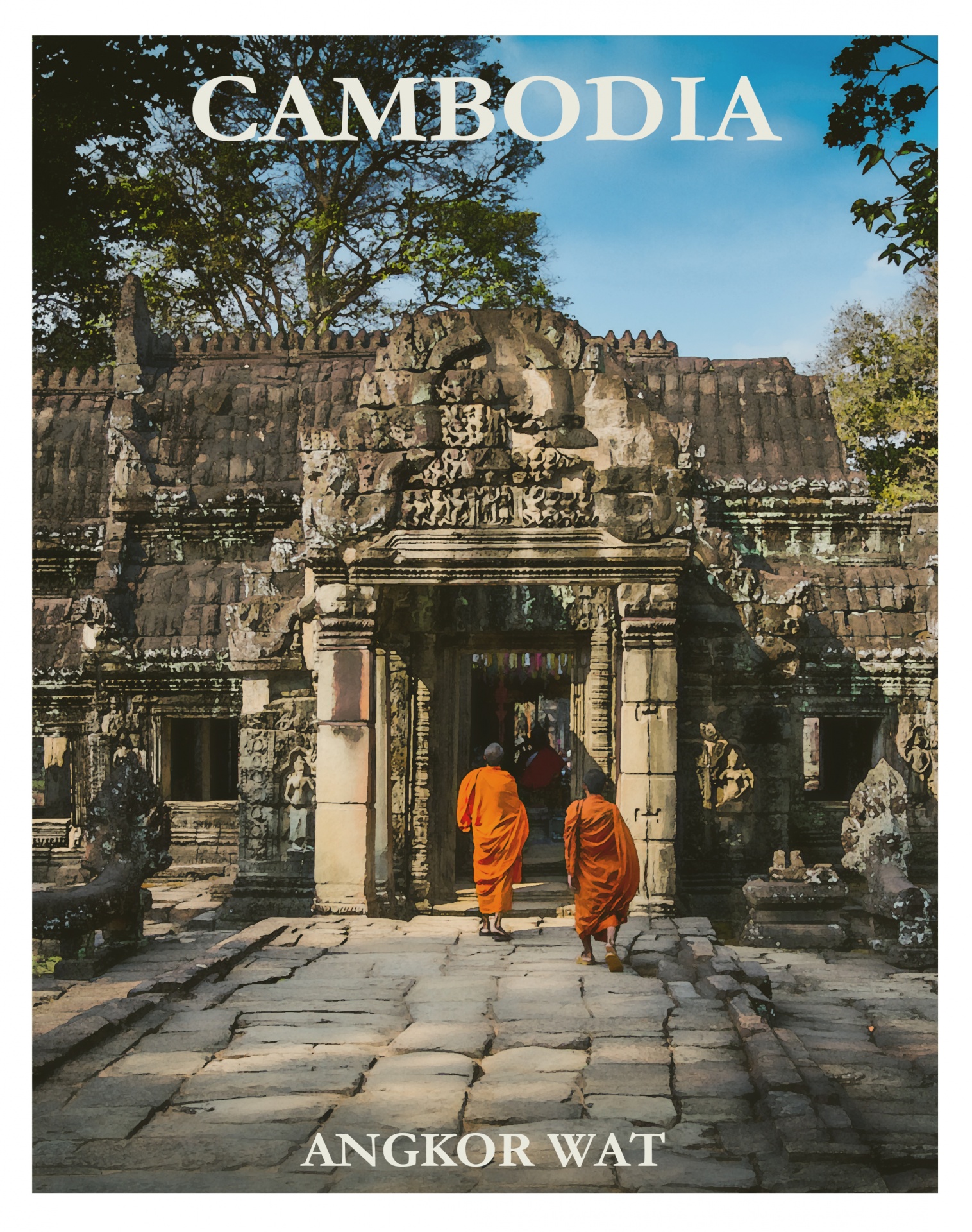 Angkor Wat, Cambodia, Travel Poster