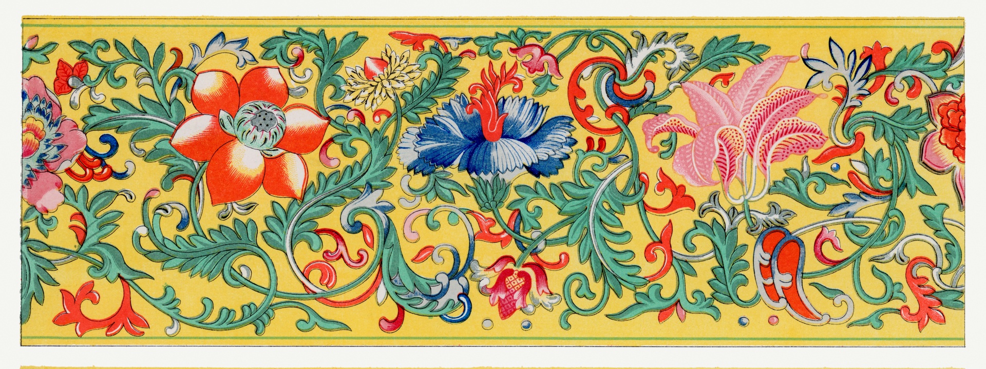 Asian Pattern Background Flowers