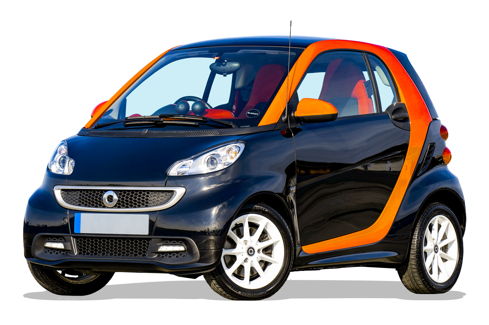 A small city car Smart from Mercedes-Benz cut out and on transparent background