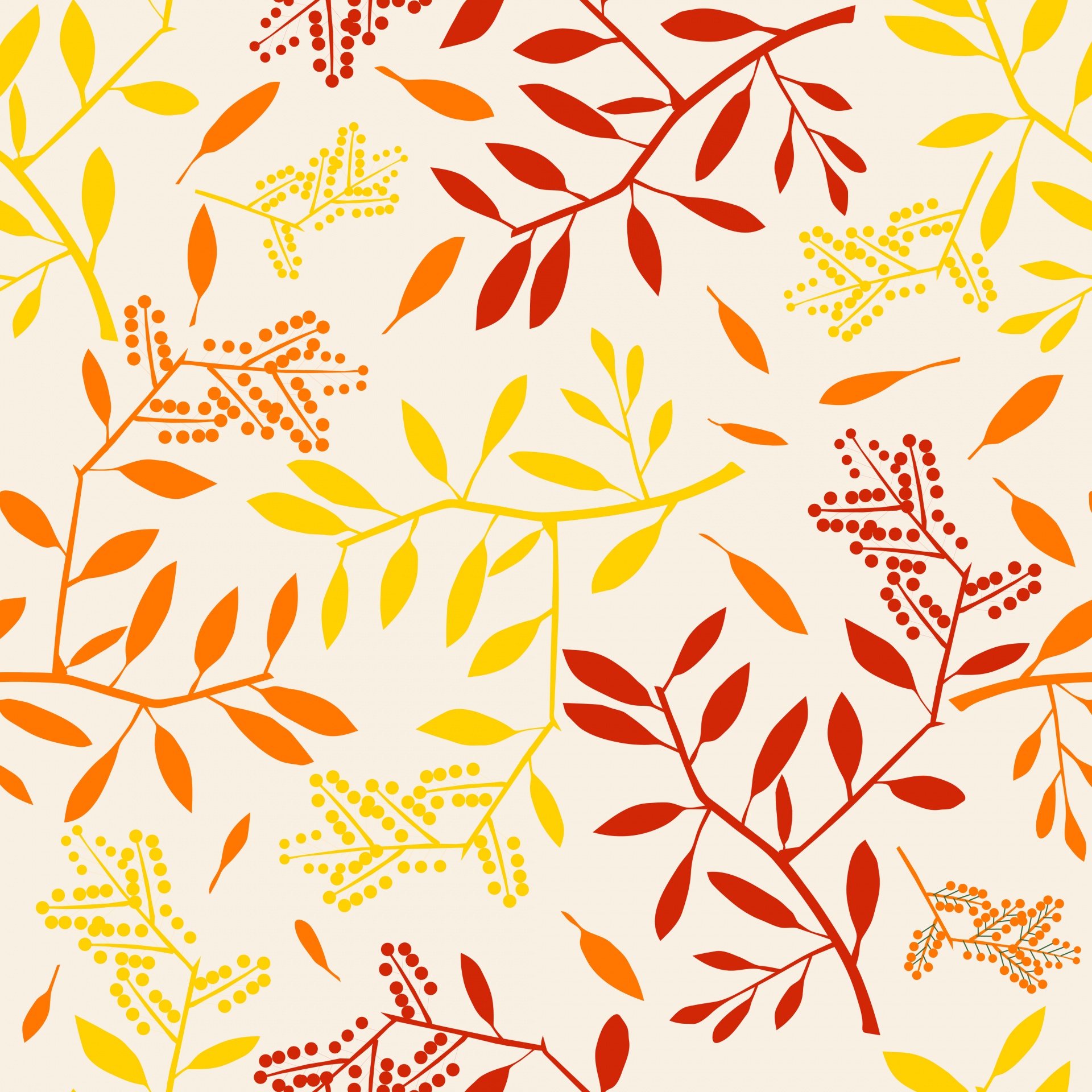 Autumn Leaves Berries Background
