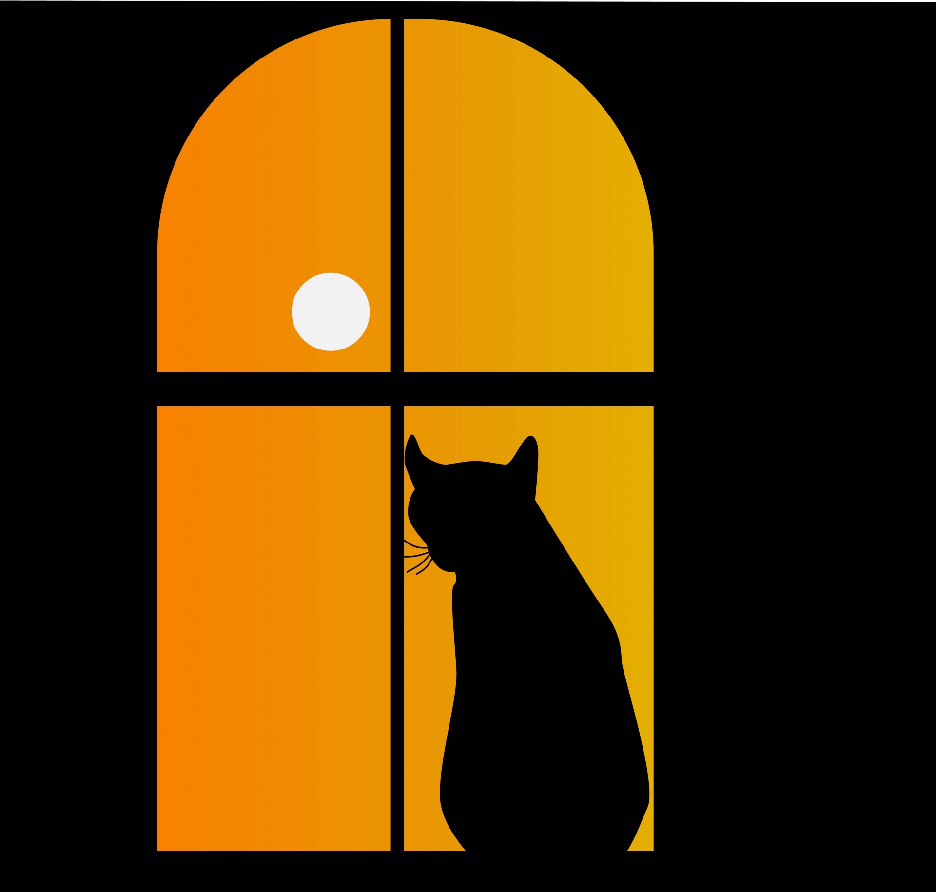 Cat In Window Silhouette
