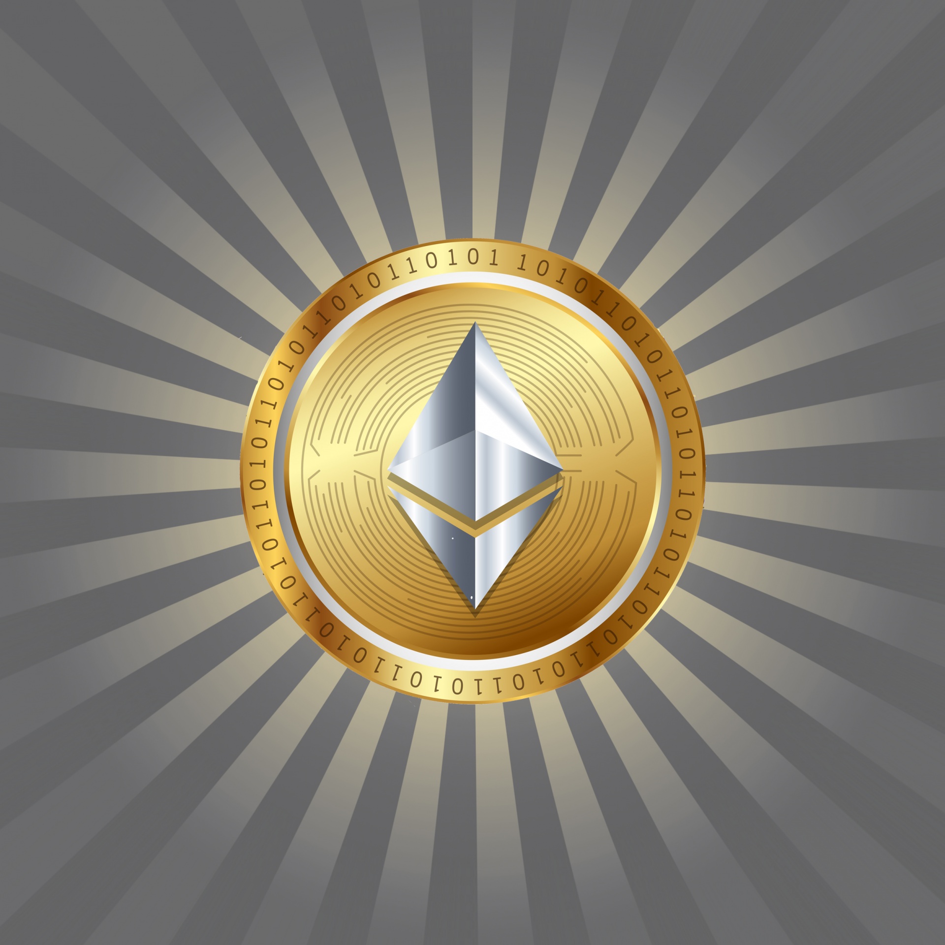 Ethereum Coin On Sunrays