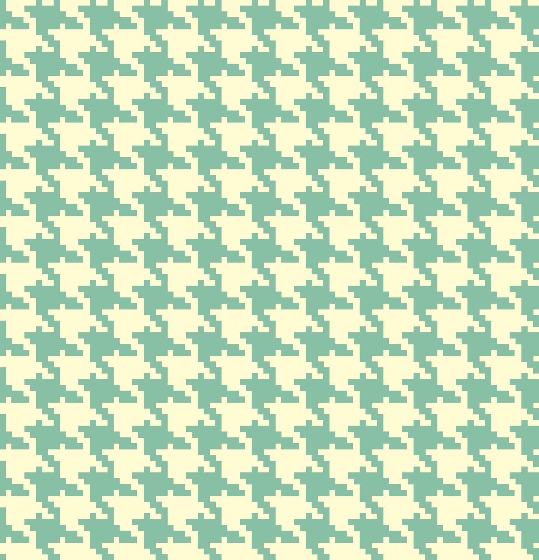 Houndstooth Pattern Teal Cream