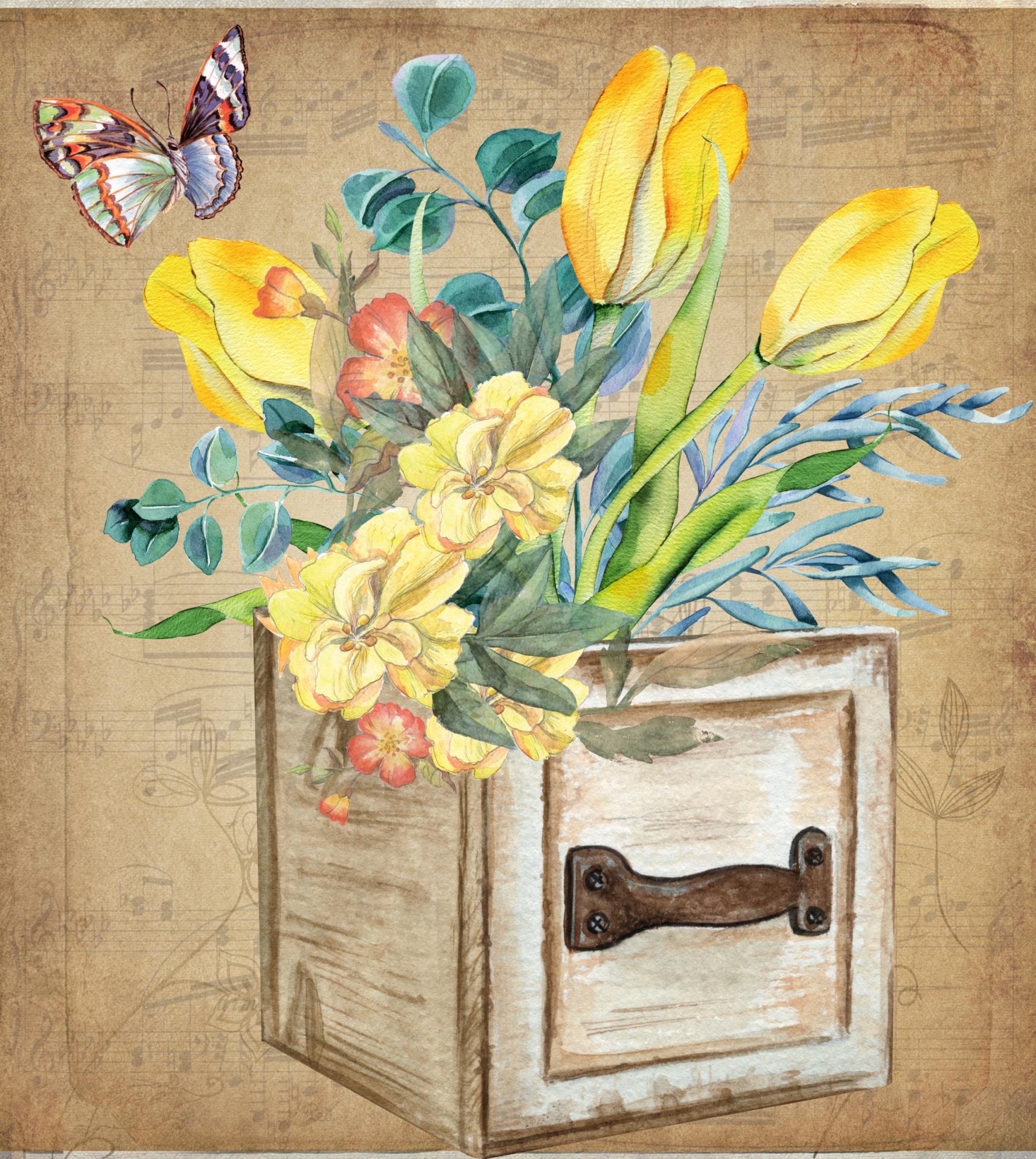 Vintage Spring Flower Box
