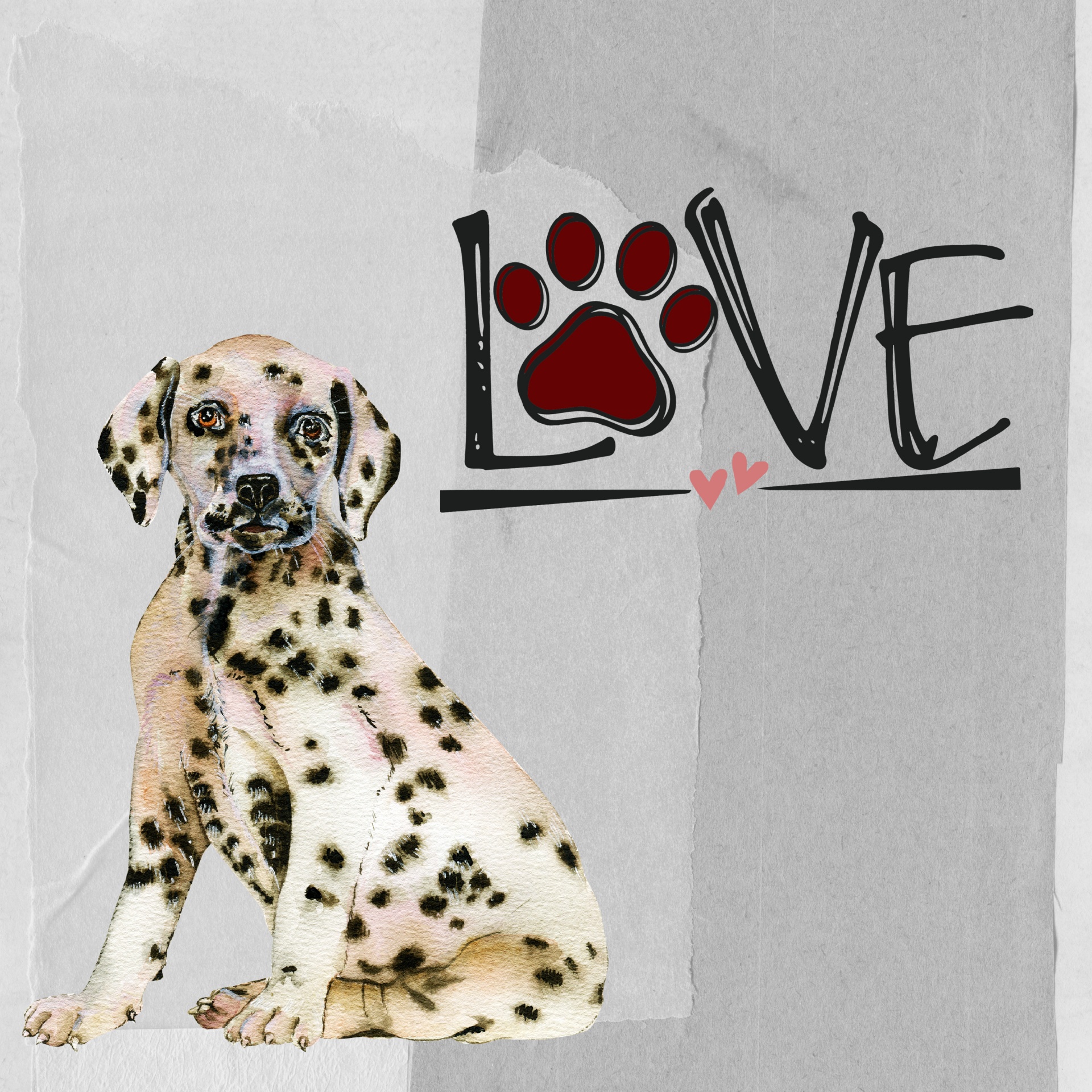 cute dalmatian puppy poster with word LOVE