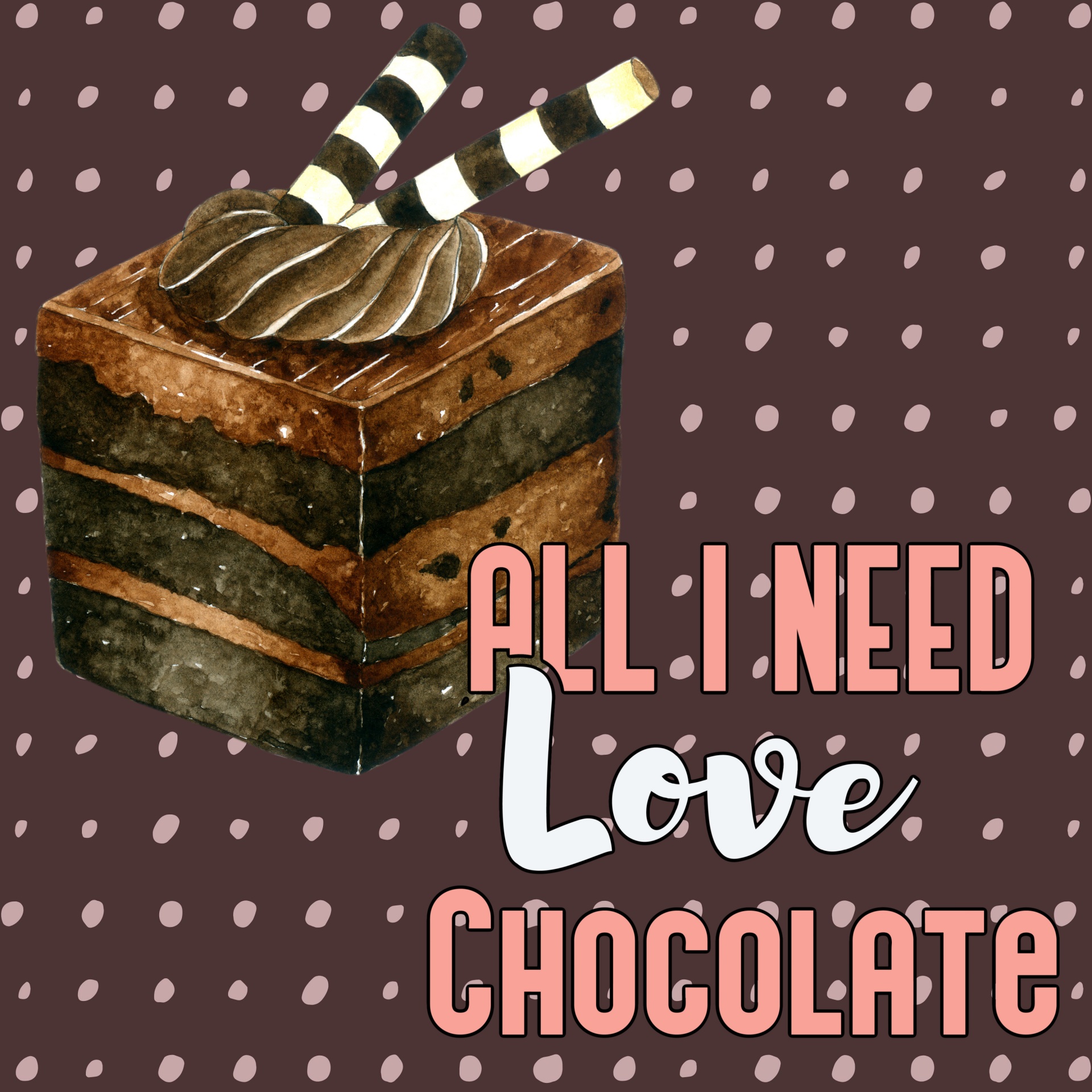 all i need love chocolate words next to a decadent chocolate dessert