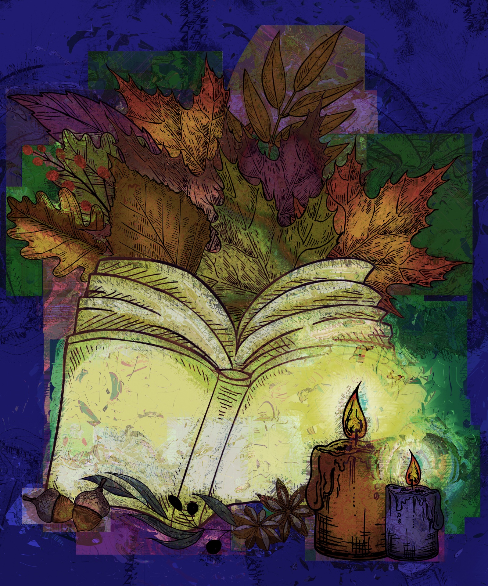 Fall Autumn Books And Leaves Art