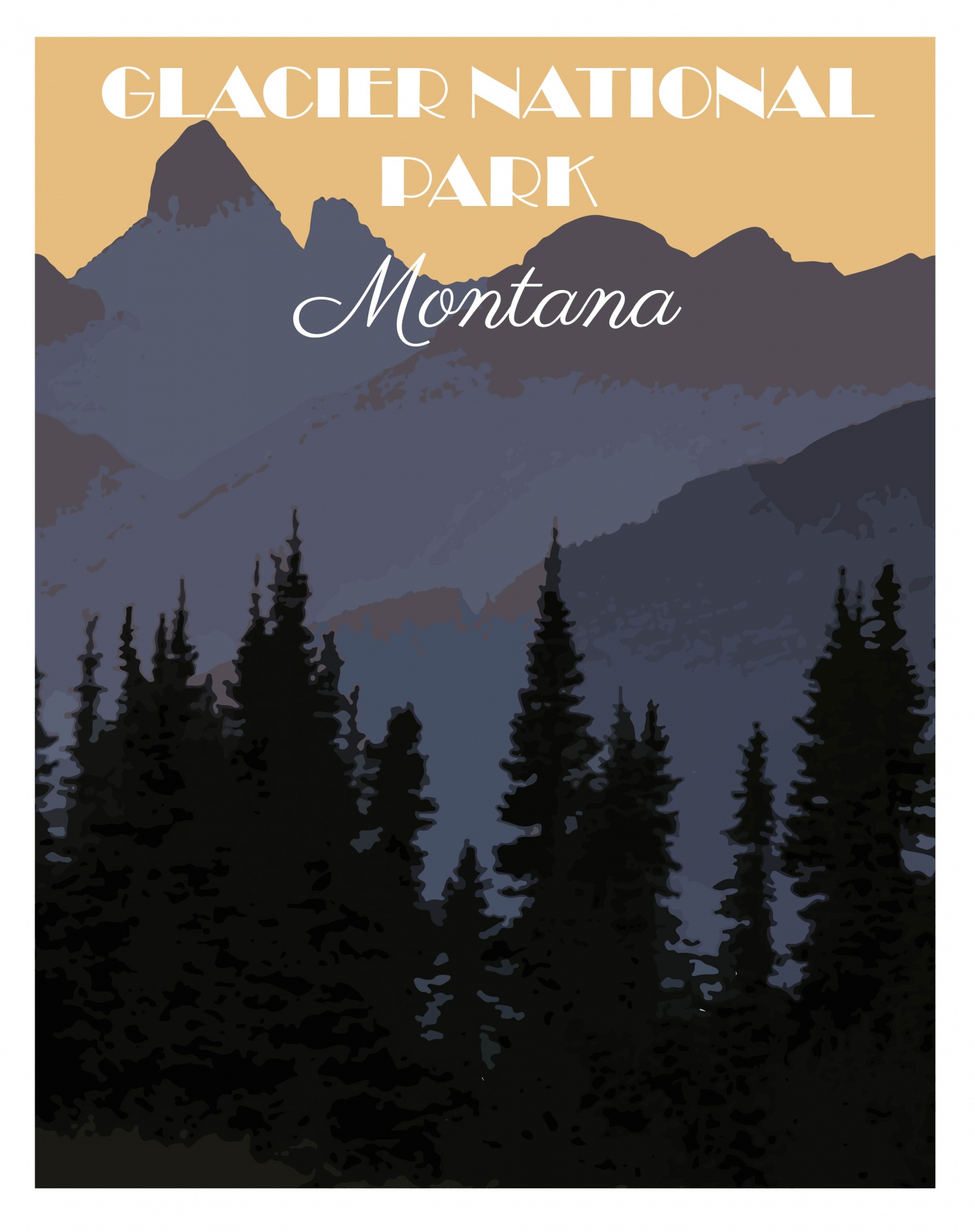 Montana Glacier Park Travel Poster
