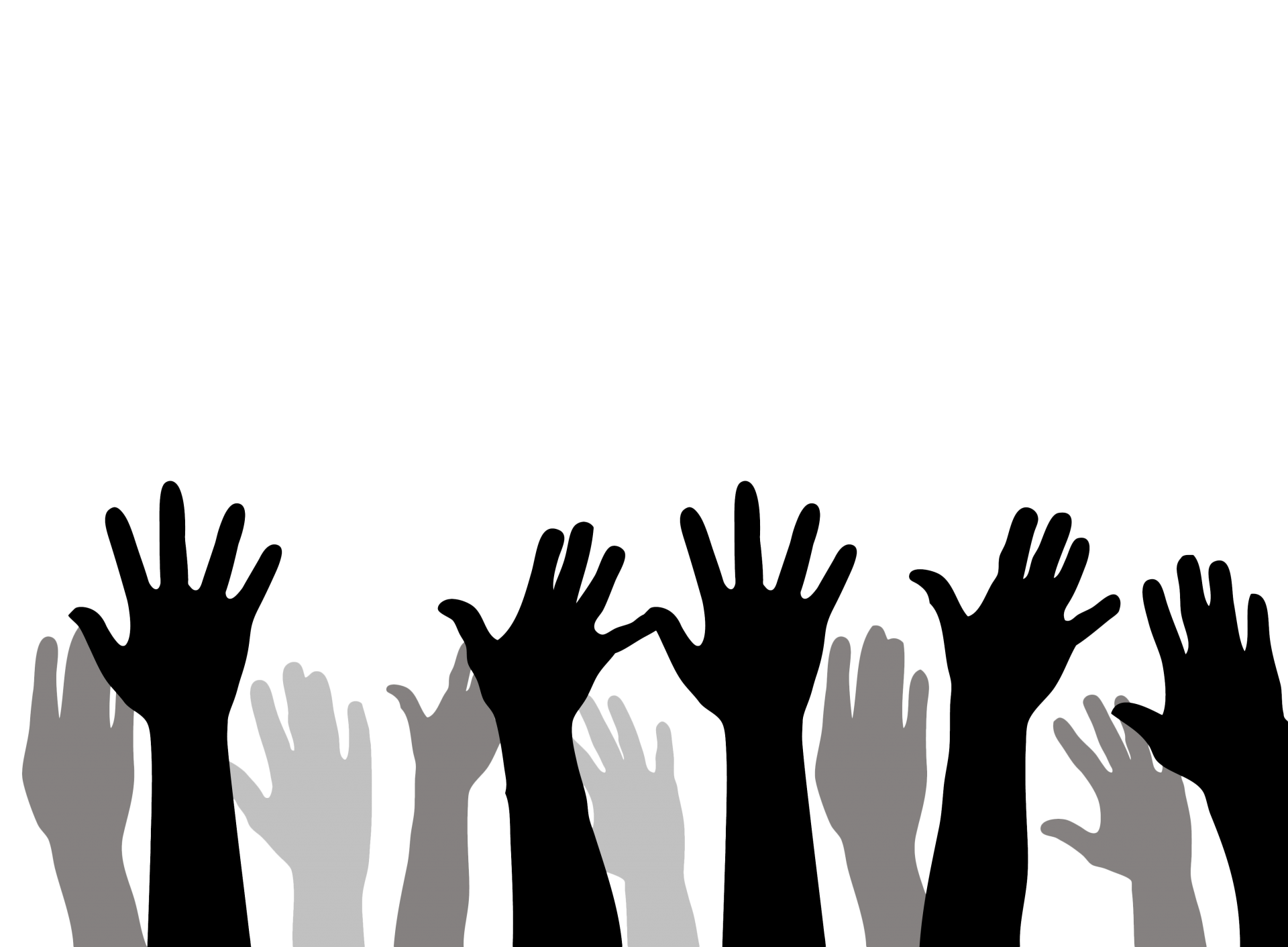 Vector art illustration clipart of hands raised up for yes or voting et cut out on transparent png background
