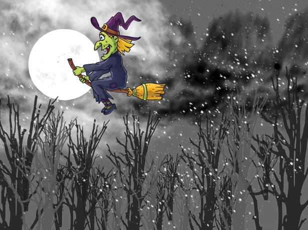Balai volant de sorcière d'Halloween Photo stock libre - Public Domain  Pictures