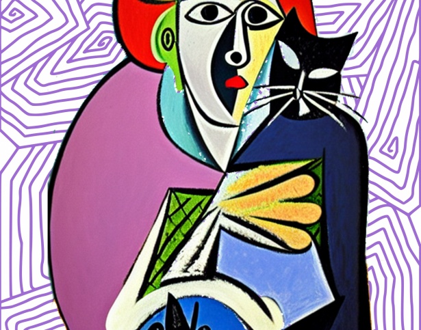 Picasso-Dame mit einer Katze Kostenloses Stock Bild - Public Domain Pictures