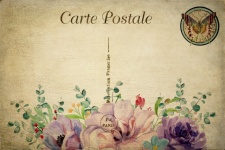 Watercolor Floral Vintage Postcard
