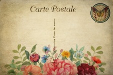 Watercolor Floral Vintage Postcard