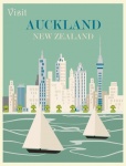 Auckland New Zealand Travel Poster