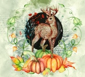 Autumn Folk Art Deer