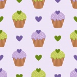 Cupcakes Hearts Pattern Background