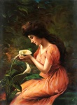 Woman Looking At Flowers