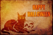 Happy Halloween Cat Skull
