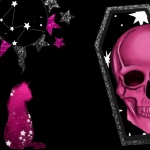 Gothic Pink Skull And Cat