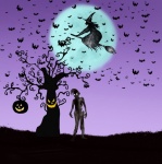 Halloween Witch Flying Broom Poster