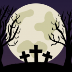 Spooky Cemetery Illustration