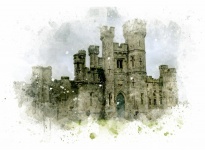 Irish Castle Watercolor Background