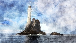 Lighthouse In Watercolor Art