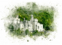 White Castle Watercolor Background