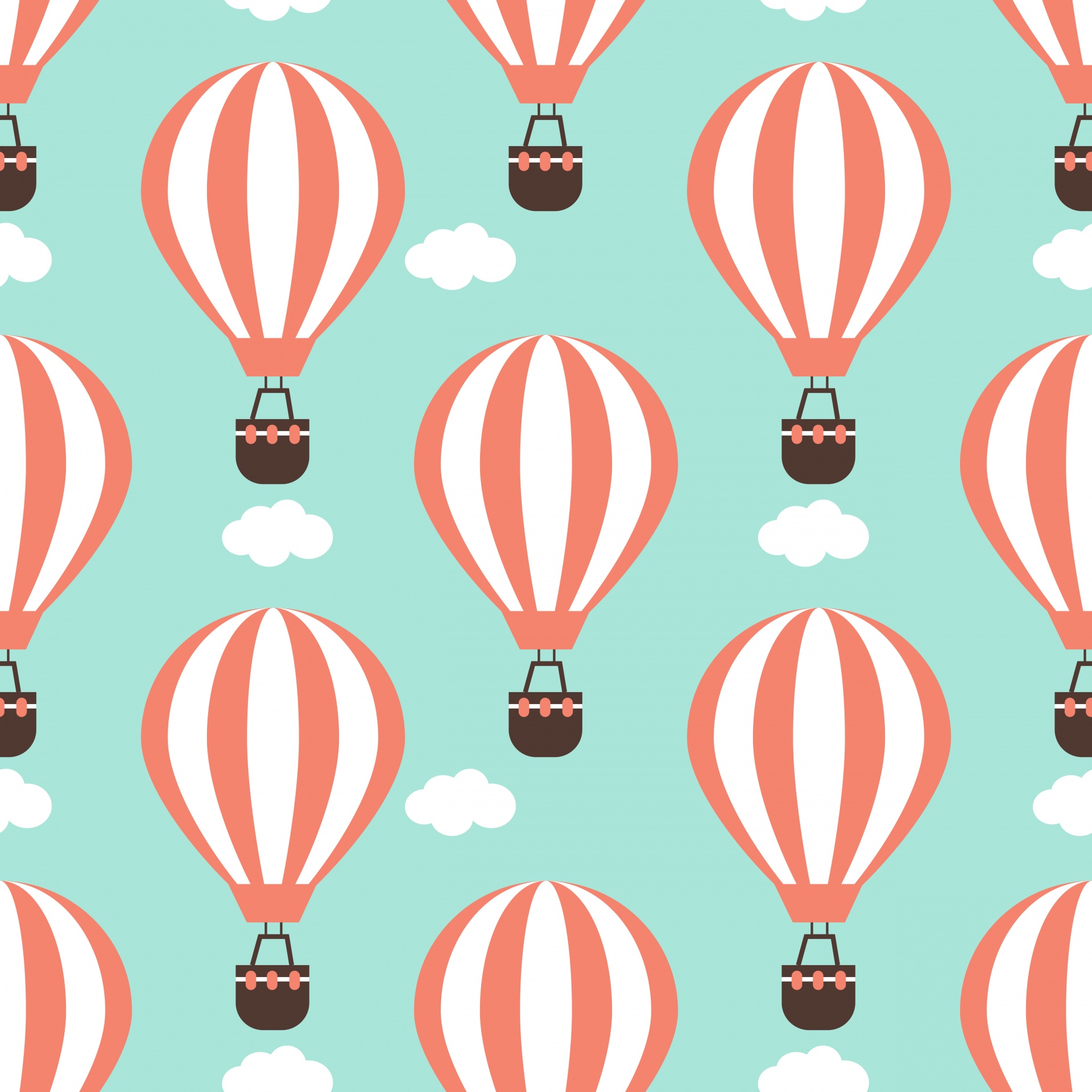 Balloons Clouds Pattern Background