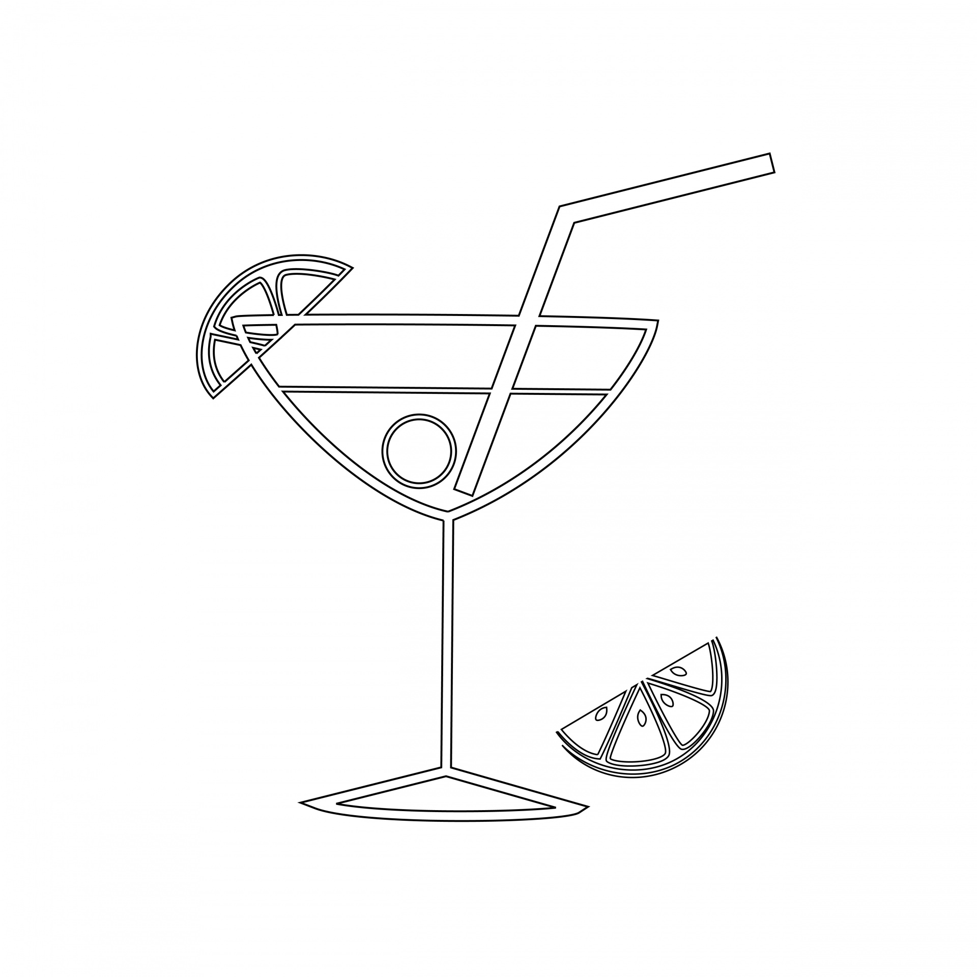 Cocktail Glass Outline Drawing