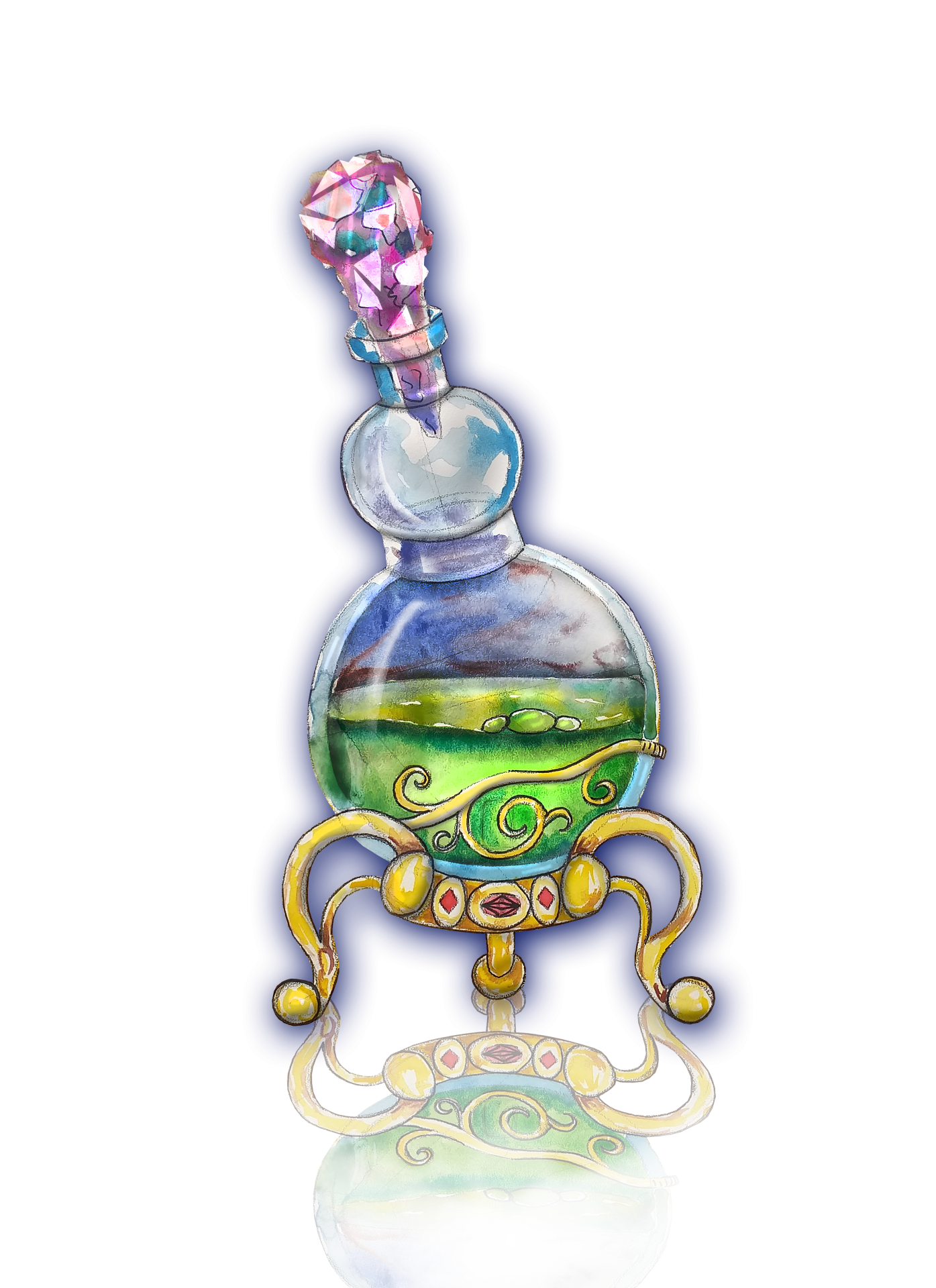 elixir, magic, magic potion, vial, fantasy, tincture, sorcery, sorcery, medicine, potion, art, painting, vessel, cut out, png, transparent background, scrapbooking