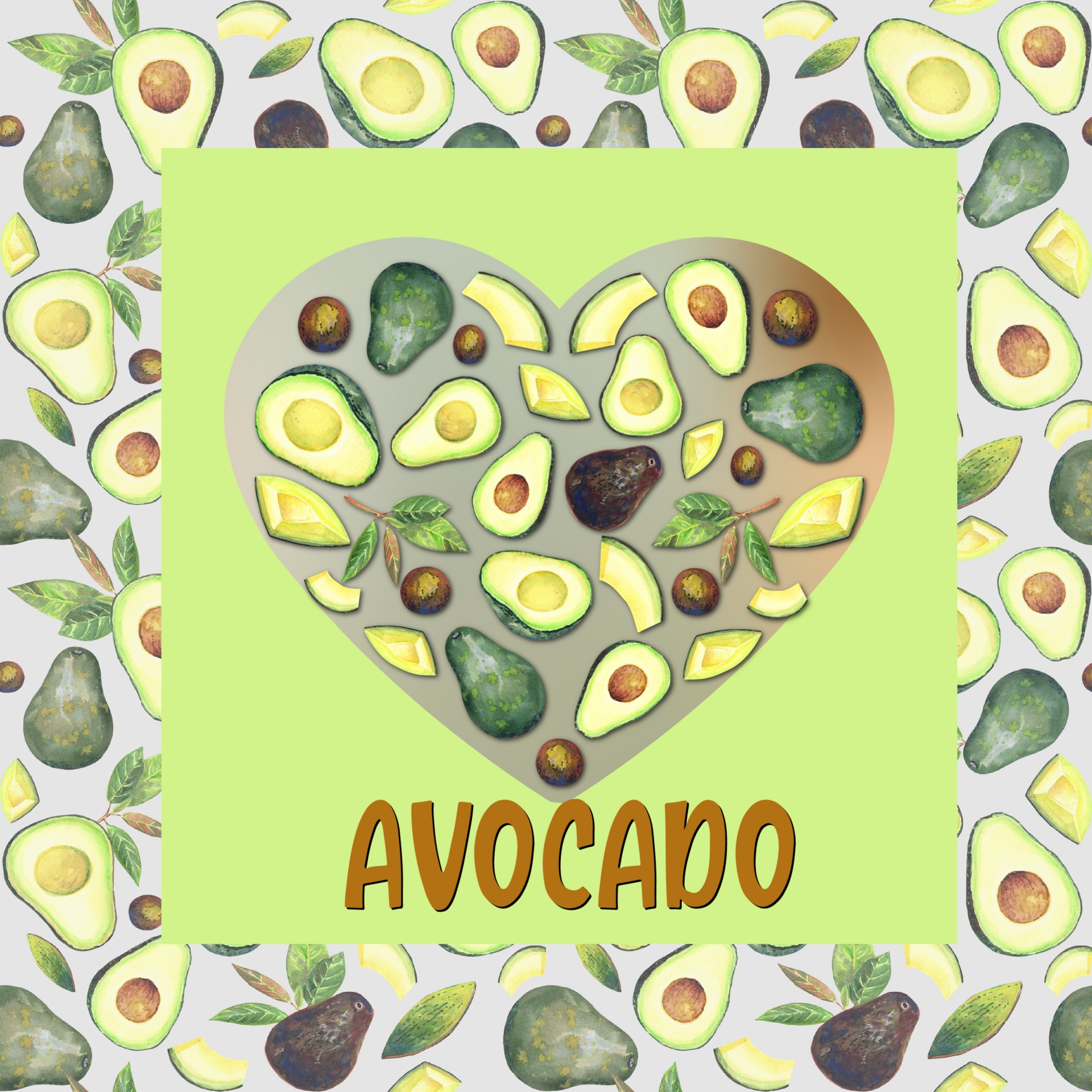 Avocado Fruit Heart Poster