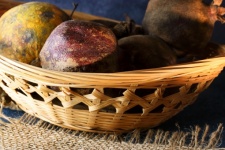 Basket With Old Dry Pomegranates