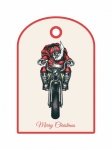 Christmas Santa Motorbike Label