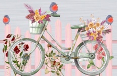 Flowers And Picket Fence And Bike