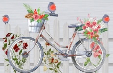 Flowers And Picket Fence And Bike