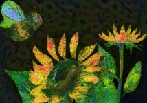 Sunflower And Bee Digital Art