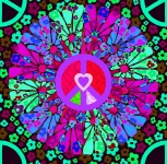 Retro Peace Sign Floral Poster