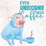 Pig Unicorn Coffee Illustration