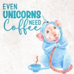 Mouse Unicorn Coffee Illustration