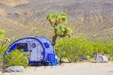 Camping Trailer In The Desert
