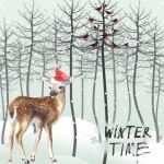Deer With Santa Hat Winter