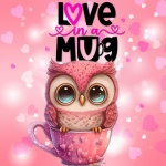 Owl Love In A Mug Illustration