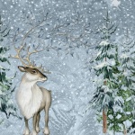 Watercolor Winter Elk Illustration