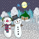 Christmas Winter Snowmen Couple