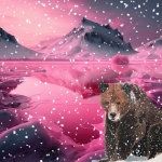 Pink Winter Bear Landscape