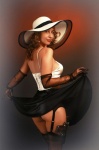 Pin-up, Lady, Woman, Hat, Stockings